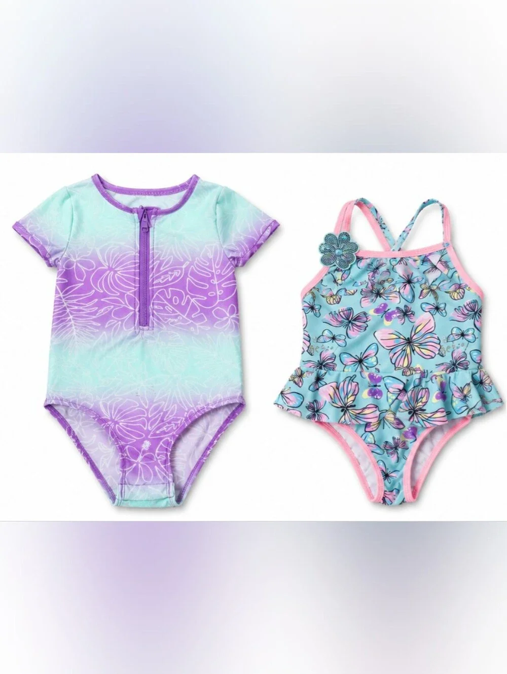 Cat & Jack Pink-Trim Girls Swim Top